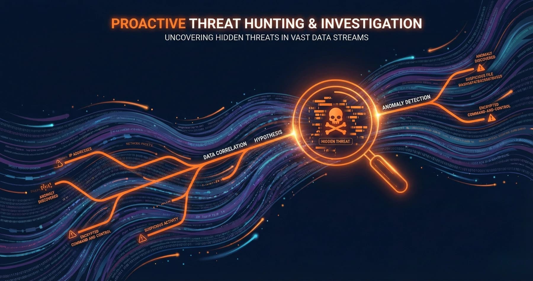 Analyst conducting threat hunting investigation through security data